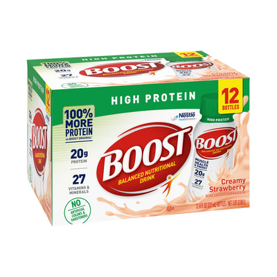 Boost® High Protein Strawberry Oral Protein Supplement, 8 oz. Bottle, 1 Pack of 12 (Nutritionals) - Img 1