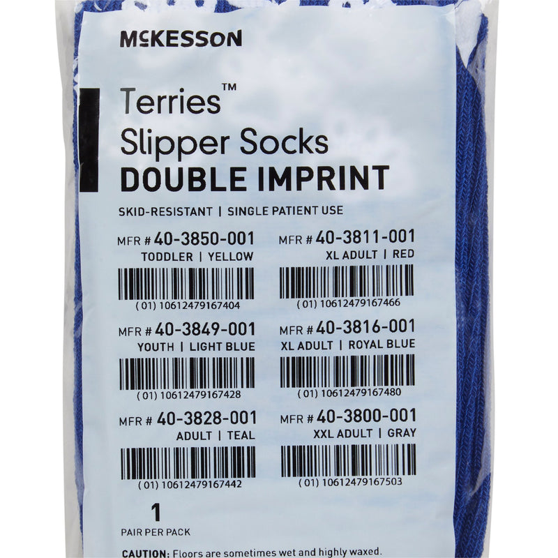 McKesson Terries™ Adult Slipper Socks, X-Large, Royal Blue, 1 Case of 48 (Slippers and Slipper Socks) - Img 6