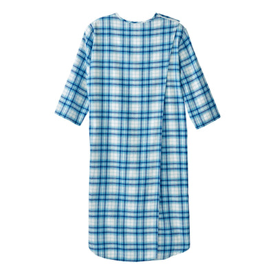 Silverts® Shoulder Snap Patient Exam Gown, Medium, Turquoise Plaid, 1 Each (Gowns) - Img 2
