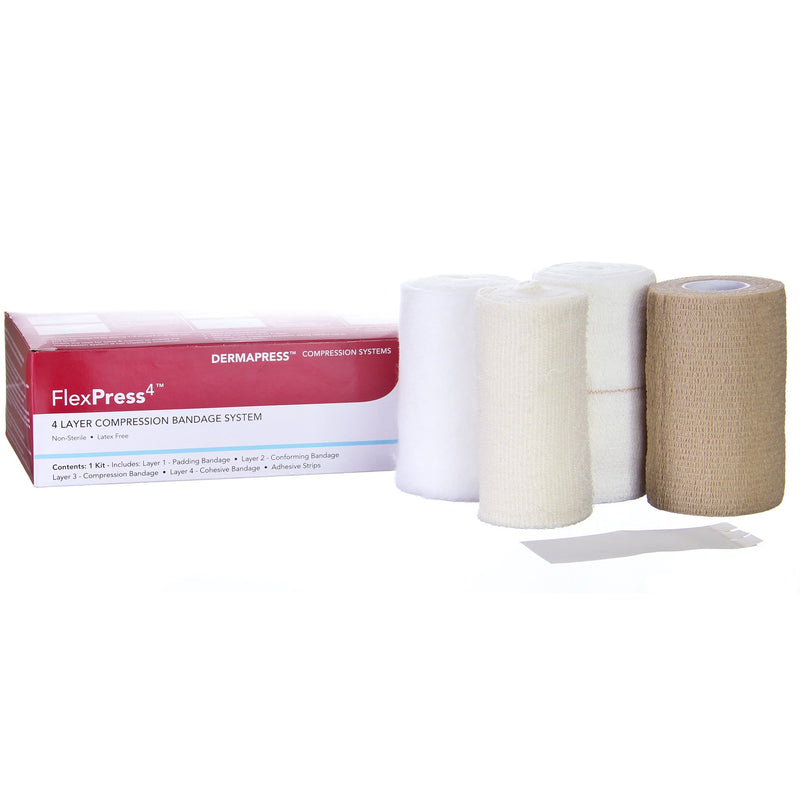 FlexPress4™ Self-adherent / Tape Closure 4 Layer Compression Bandage System, 1 Box (General Wound Care) - Img 1
