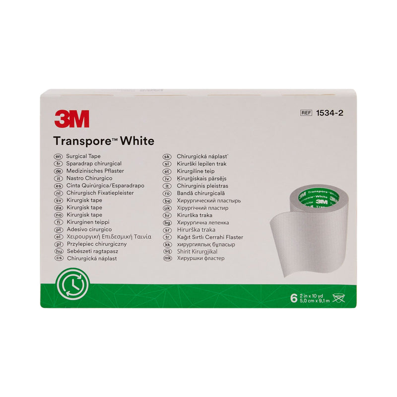 3M™ Transpore™ Plastic Medical Tape, 2 Inch x 10 Yard, White, 1 Box of 6 (General Wound Care) - Img 2