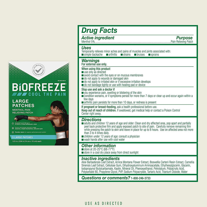 BIOFREEZE, PATCH PAIN RELIEVING (5/BX 24BX/CS) (Over the Counter) - Img 2