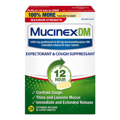 Mucinex® DM Guaifenesin / Dextromethorphan Cold and Cough Relief, 1 Box of 28 (Over the Counter) - Img 1