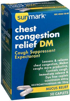 sunmark® Guaifenesin / Dextromethorphan Cold and Cough Relief, 1 Box of 50 (Over the Counter) - Img 1