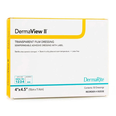 DermaView II™ Transparent Film Dressing with Border, 4 x 4½ Inch, 1 Box of 50 () - Img 1