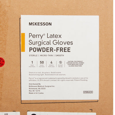 McKesson Perry® Latex Surgical Glove, Size 6.5, Brown, 1 Box of 50 () - Img 7