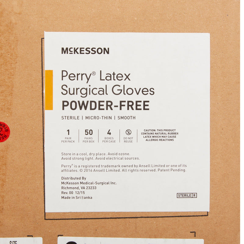 McKesson Perry® Latex Surgical Glove, Size 6.5, Brown, 1 Box of 50 () - Img 7