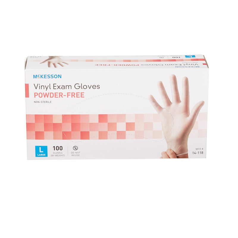McKesson Vinyl Exam Glove, Large, Clear, 1 Box of 100 () - Img 2