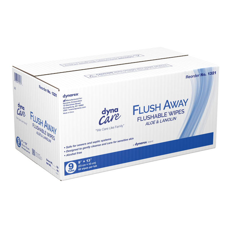 Dynarex Flush Away Personal Wipes, Adult, Tub, Aloe/Lanolin Scented, 1 Box of 60 (Skin Care) - Img 2