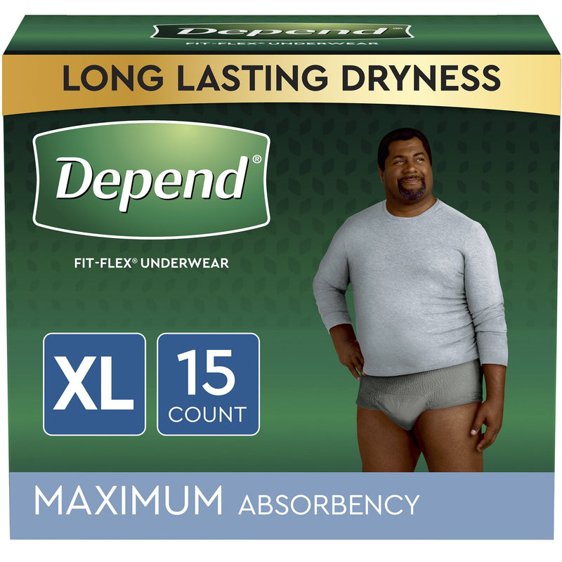 Depend FIT-FLEX Absorbent Underwear for Men, 44" to 64" Waist, X-Large, 1 Case of 30 () - Img 4