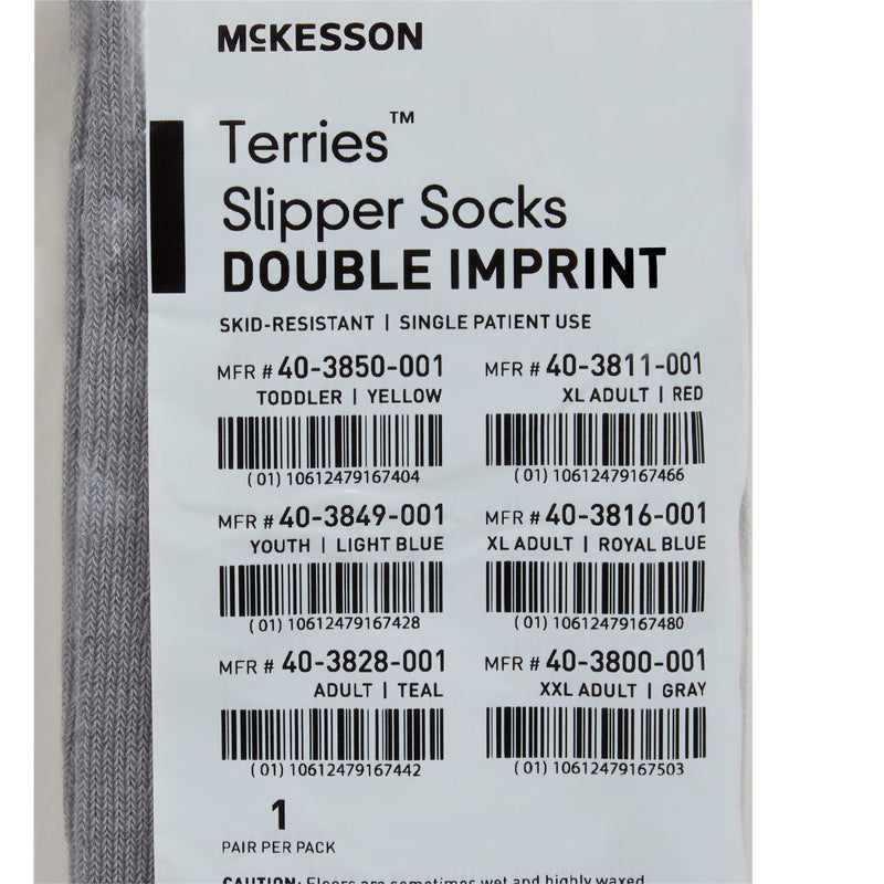 McKesson Terries™ Adult Slipper Socks, 2X-Large, Gray, 1 Case of 48 (Slippers and Slipper Socks) - Img 5