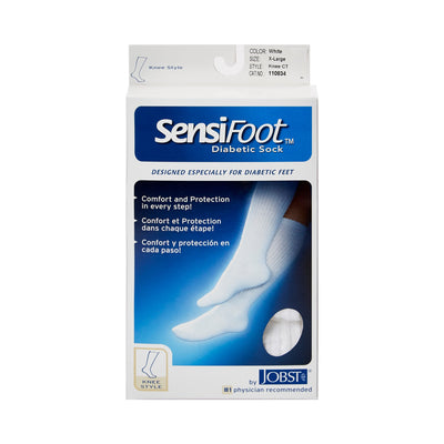 JOBST SensiFoot Diabetic Compression Socks, Knee High, White, Closed Toe, X-Large, 1 Pair (Compression Garments) - Img 1