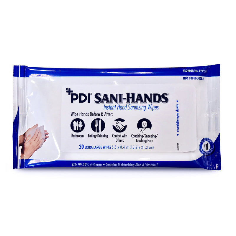 Sani-Hands Hand Sanitizing Wipes, Ethyl Alcohol, Scented, 5½ x 8.4 Inch Soft Pack, 1 Case of 48 (Skin Care) - Img 1