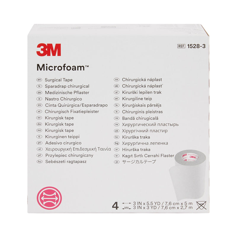 3M™ Microfoam™ Foam / Acrylic Adhesive Medical Tape, 3 Inch x 5-1/2 Yard, White, 1 Case of 24 (General Wound Care) - Img 2