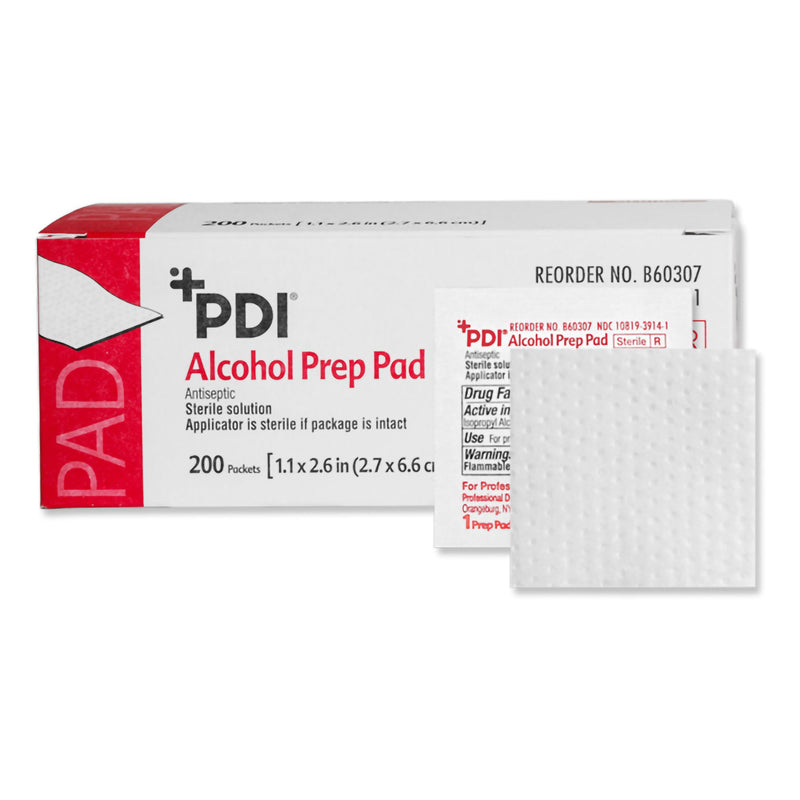 PDI® Alcohol Prep Pad, 2 x 2 Inch, 1 Box of 200 (Skin Care) - Img 1