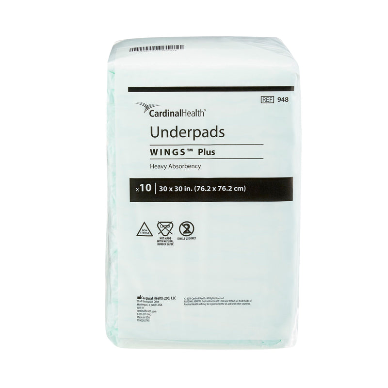 Wings Plus Underpads, Disposable, Heavy Absorbency, Beige, 30 X 30 Inch, 1 Case of 100 (Underpads) - Img 1