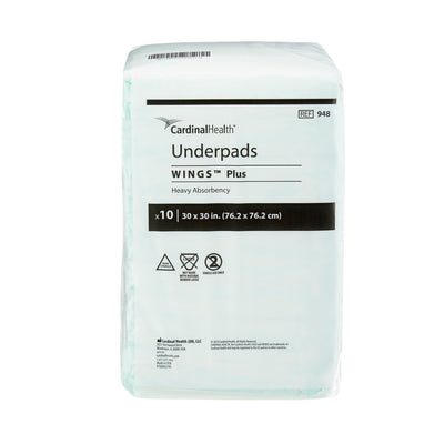 Wings Plus Underpads, Disposable, Heavy Absorbency, Beige, 30 X 30 Inch, 1 Bag of 10 (Underpads) - Img 1