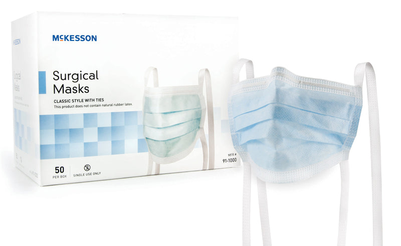 McKesson Classic Style Surgical Mask, Blue, 1 Box of 50 (Masks) - Img 2