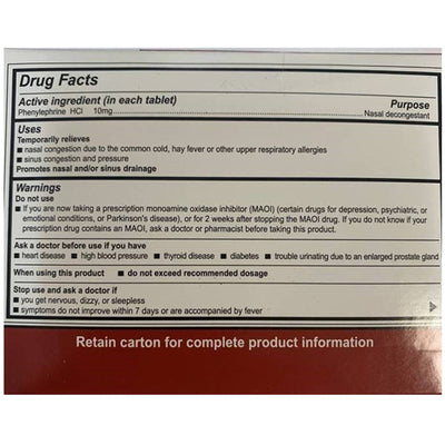 Medi-First® Phenylephrine Sinus Relief, 1 Box of 100 (Over the Counter) - Img 3