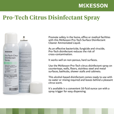 McKesson Pro-Tech Surface Disinfectant Cleaner Alcohol-Based Liquid, Non-Sterile, 16 oz, Can, Citrus Scent, 1 Case of 12 (Cleaners and Disinfectants) - Img 3