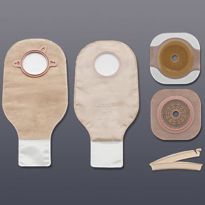 New Image™ Two-Piece Drainable Clear Ileostomy /Colostomy Kit, 12 Inch Length, 4 Inch Flange, 1 Box of 5 (Ostomy Pouches) - Img 1