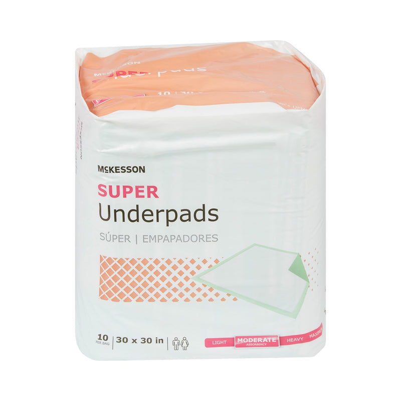 McKesson Super Moderate Absorbency Underpad, 30 x 30 Inch, 1 Bag of 10 (Underpads) - Img 3