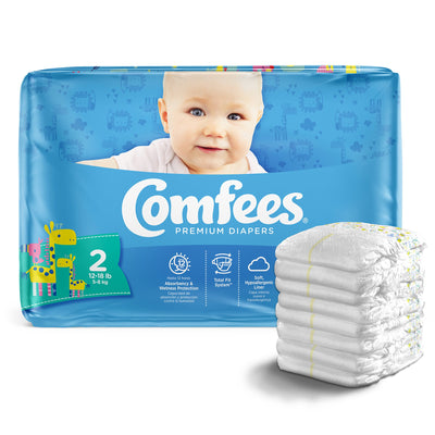 Comfees Premium Diapers, Unisex, Baby, Tab Closure, Size 2, 1 Case of 168 () - Img 1