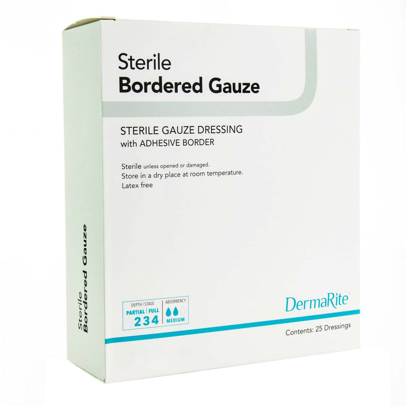 DermaRite® Sterile Gauze Adhesive Dressing, 4 x 5 Inch, 1 Box of 25 () - Img 1