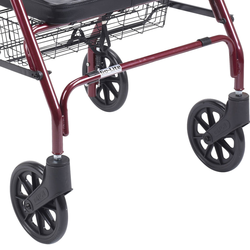 drive™ Go-Lite Bariatric 4 Wheel Rollator, Red, 1 Each (Mobility) - Img 6