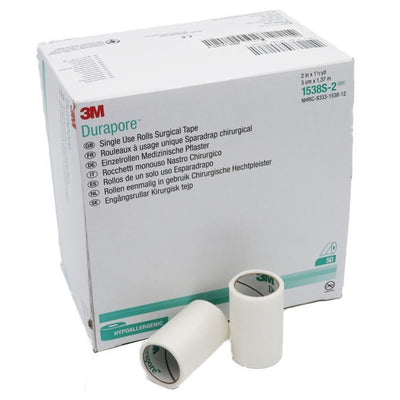 3M™ Durapore™ Silk-Like Cloth Medical Tape, 2 Inch x 1-1/2 Yard, White, 1 Box of 50 (General Wound Care) - Img 1