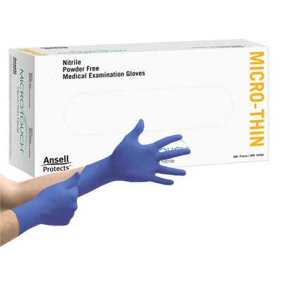 Micro-Touch® Micro-Thin Exam Glove, Small, Blue, 1 Box of 300 () - Img 1