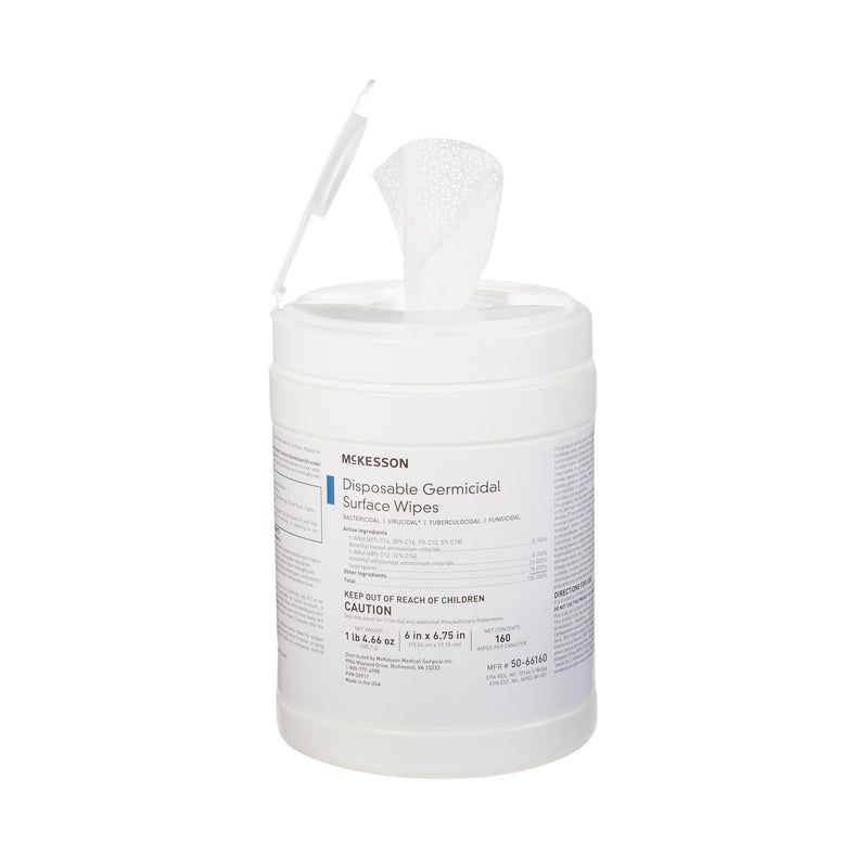 McKesson Surface Disinfectant Wipes, Large Canister, 1 Box (Cleaners and Disinfectants) - Img 2