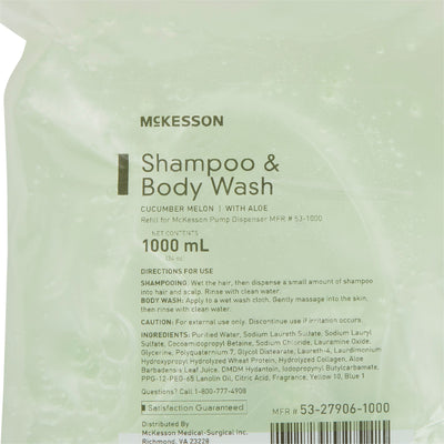 McKesson Shampoo and Body Wash Dispenser Refill Bag 1000 mL, Cucumber Melon, 1 Case of 10 (Hair Care) - Img 3