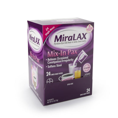 MiraLAX® Polyethylene Glycol 3350 Laxative, 1 Box of 24 (Over the Counter) - Img 1