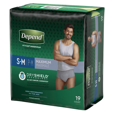 Depend FIT-FLEX Absorbent Underwear for Men, Small/Medium, Pull-On, Gray, Disposable, 1 Case of 38 () - Img 2