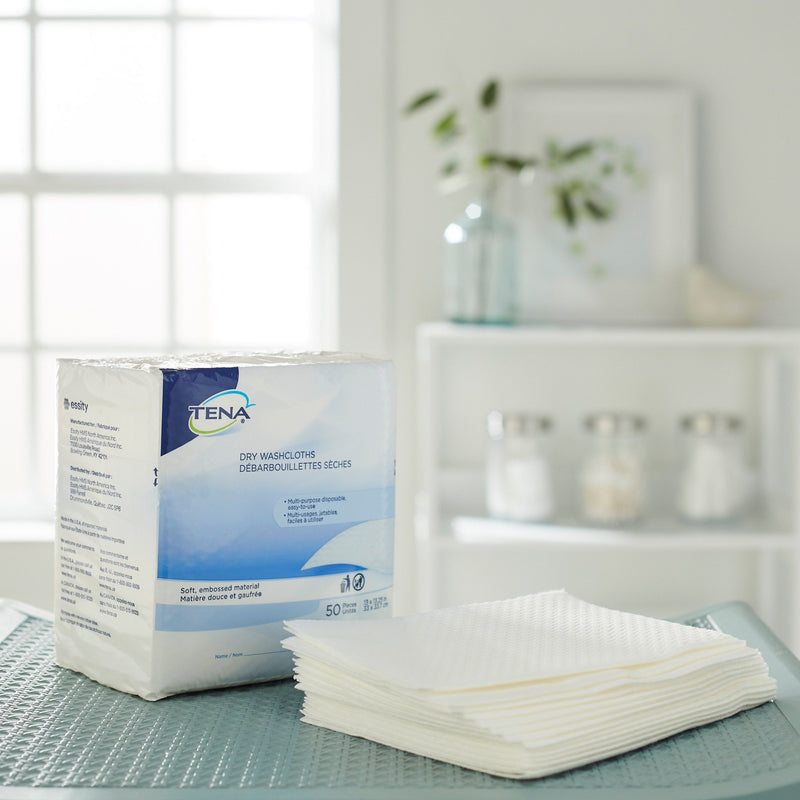 Tena® Dry Washcloths, Disposable, White, 13 x 13-1/4 Inch, 1 Case of 16 (Washcloths) - Img 3