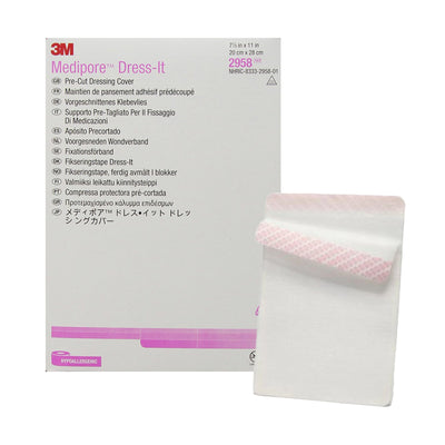 3M™ Medipore™ Cloth Dressing Retention Tape, 7-7/8 x 11 Inch, White, 1 Box of 25 (General Wound Care) - Img 1