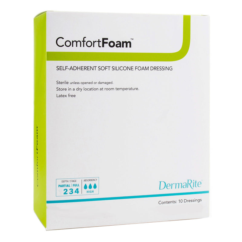 ComfortFoam™ Silicone Adhesive without Border Silicone Foam Dressing, 4 x 8 Inch, 1 Each (Advanced Wound Care) - Img 1