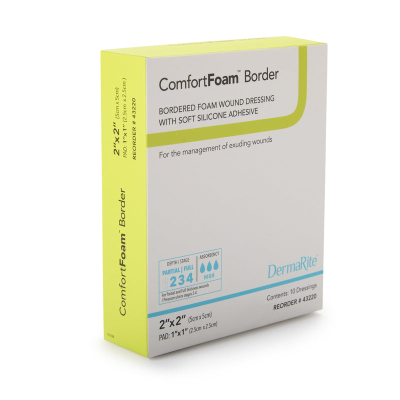 ComfortFoam™ Border Silicone Adhesive with Border Silicone Foam Dressing, 2 x 2 Inch, 1 Each (Advanced Wound Care) - Img 2