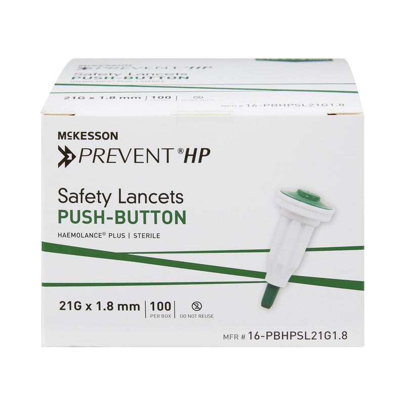 McKesson Prevent® Safety Lancet, 21 Gauge, 1 Box of 100 (Diabetes Monitoring) - Img 2