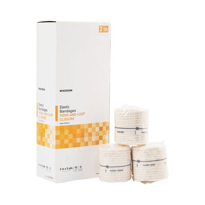 McKesson Hook and Loop Closure Elastic Bandage, 2 Inch x 5 Yard, 1 Box of 10 (General Wound Care) - Img 1
