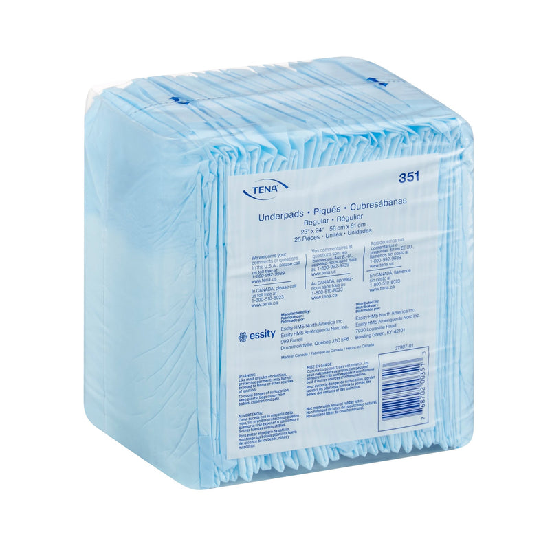 TENA Regular Underpads, Light Absorbency, Blue, Disposable, Latex-Free, 23 X 24 Inch, 1 Pack of 25 (Underpads) - Img 3