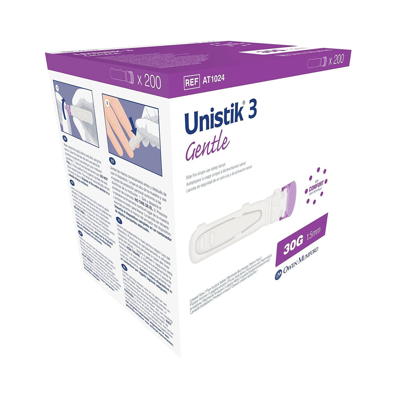 Unistik® 3 Comfort Safety Lancet, 1 Box of 100 (Diabetes Monitoring) - Img 1