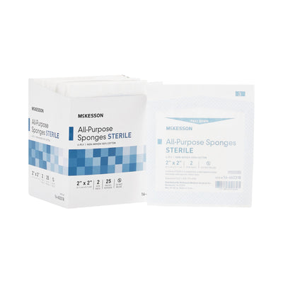 McKesson Sterile Nonwoven Sponge, 2 x 2 Inch, 1 Box of 25 (General Wound Care) - Img 1