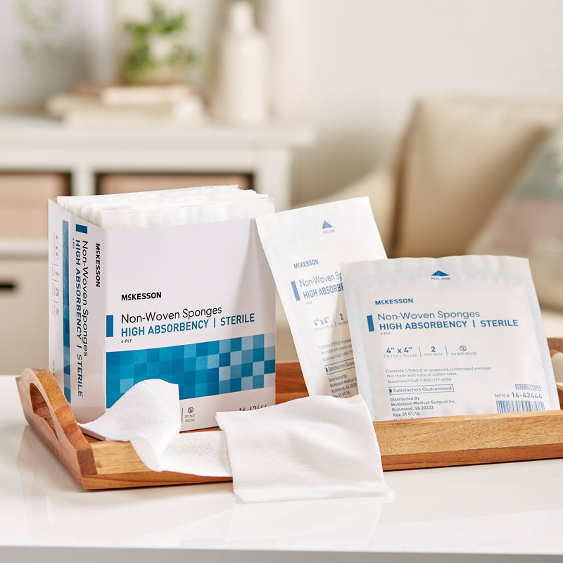 McKesson Sterile Nonwoven Sponge, 4 x 4 Inch, 1 Box of 25 (General Wound Care) - Img 5