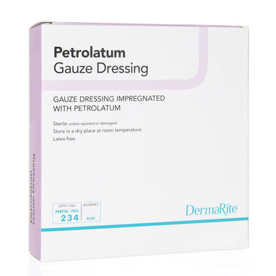 DermaRite® Petrolatum Impregnated Dressing, 3 x 9 Inch, 1 Box of 50 (Advanced Wound Care) - Img 1