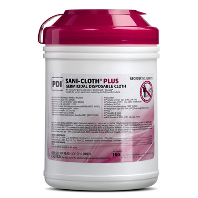 Sani-Cloth® Plus Germicidal Wipe Disinfectant Cleaner, Non-Sterile Canister, 6 x 6¾ Inch, 1 Case of 1920 (Cleaners and Disinfectants) - Img 1