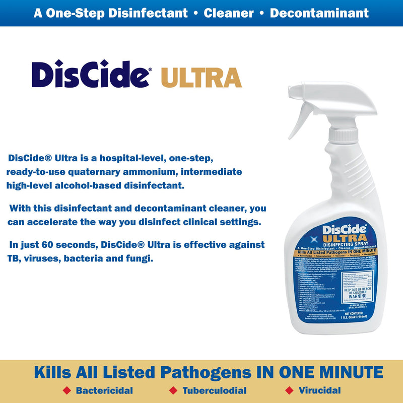 DisCide® Ultra Quaternary Based Surface Disinfectant Cleaner 1 qt., 1 Each (Cleaners and Disinfectants) - Img 2