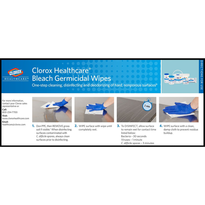 Clorox Healthcare Surface Disinfectant Cleaner, Chlorine Scent, Nonsterile, 6.75 X 9 Inch, Canister, 1 Case of 6 (Cleaners and Disinfectants) - Img 4