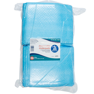 Dynarex® Absorbent Fluff Fill Underpad, 23 x 36 Inch, 1 Bag of 50 (Underpads) - Img 1